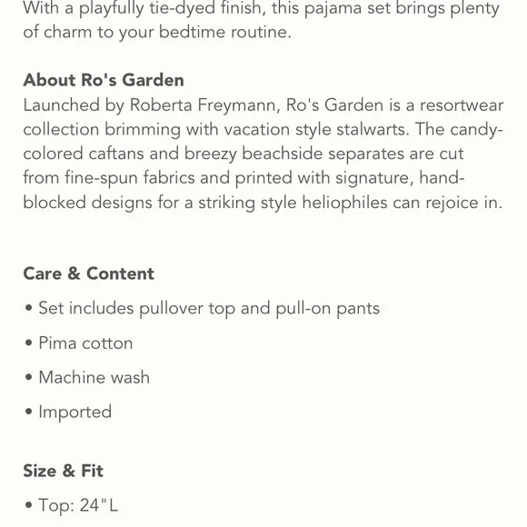 Anthropologie Ro's Garden Dreamer Tie-Dye Pajamas - Picture 16 of 16